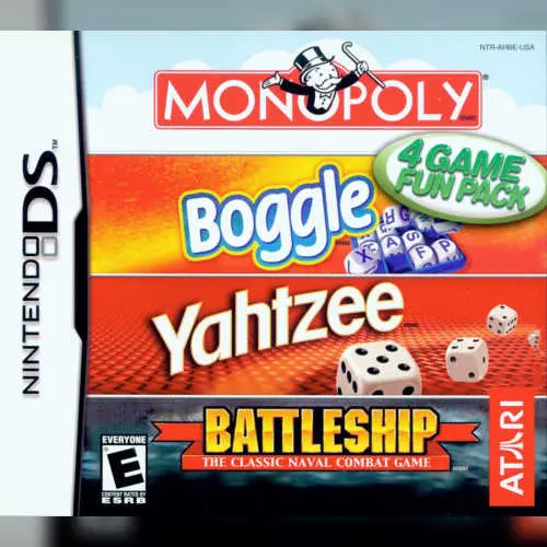 4 Game Fun Pack - Monopoly + Boggle + Yahtzee + Battleship
